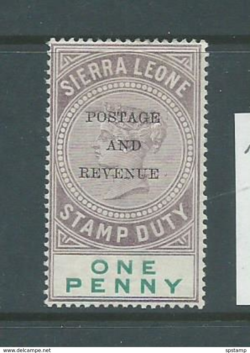 Sierra Leone 1897 QV 1d Postage & Revenue Overprint Fine MLH - Sierra Leone (...-1960)