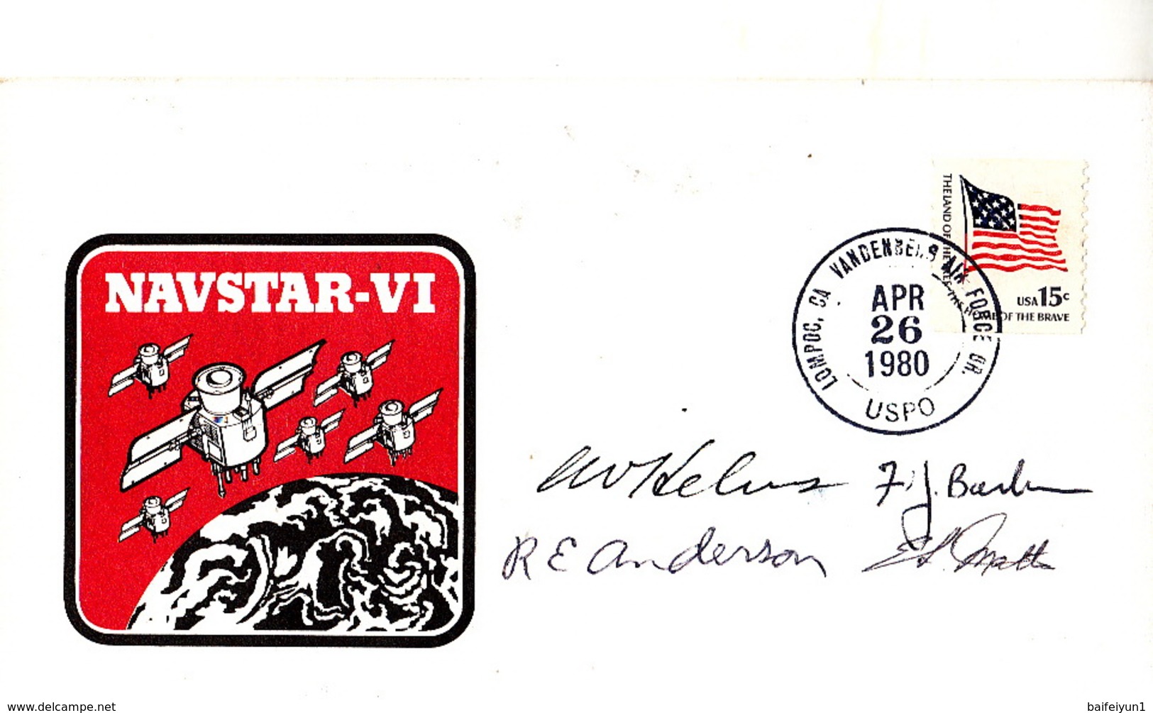 1980 USA  Satellite Navstar-VI Orig.signed  Commemorative Cover - América Del Norte