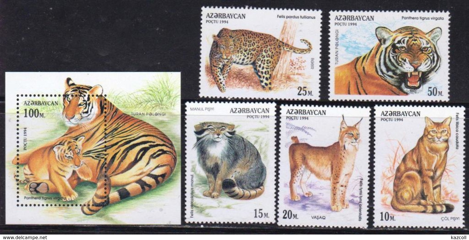 Azerbajan (Azerbaijan Azerbaïdjan) 1994. Wild Cats. Fauna. Mi# Bl.10 +  178-182  MNH - Aserbaidschan