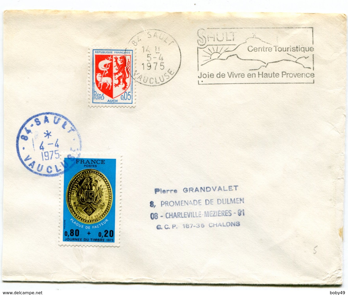 VAUCLUSE De SAULT Dateur A 9 Bleu Sur Env. De 1975 - Manual Postmarks