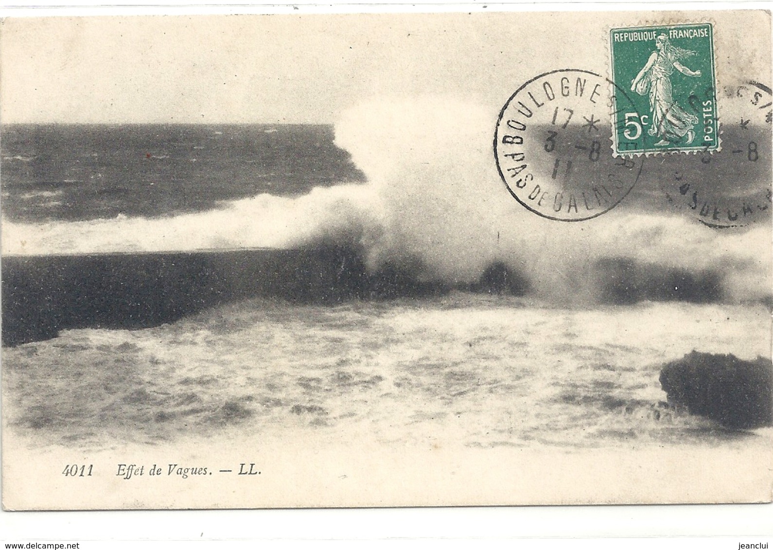 4011. EFFET DE VAGUES . AFFR SUR RECTO A " BOULOGNE " LE 3-8-1911 - Boulogne Sur Mer