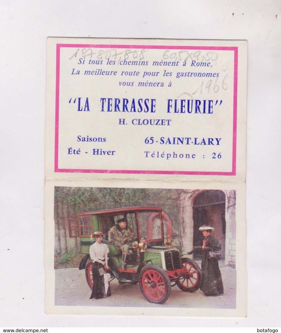 PETIT CALENDRIER  1966 (en 2 Volets)  LA TERRASSE FLEURIE A ST LARY DPT 65 - Petit Format : 1961-70