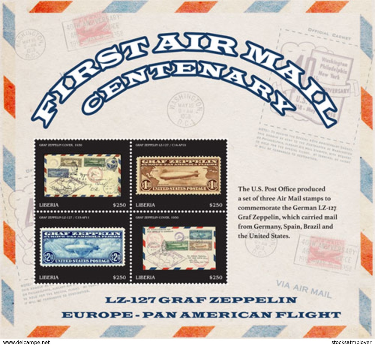 Liberia  2018  First Air Mail Centenary, Airship, Stamp On Stamp    I201901 - Liberia