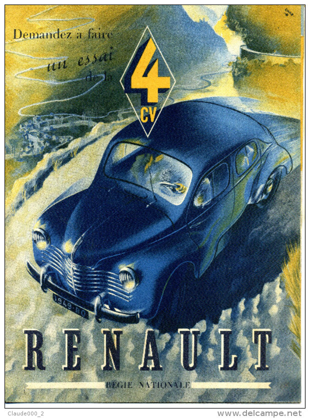 Dépliant Publicitaire " Demandez A Faire Un Essai De La 4 CV RENAULT " - Advertising