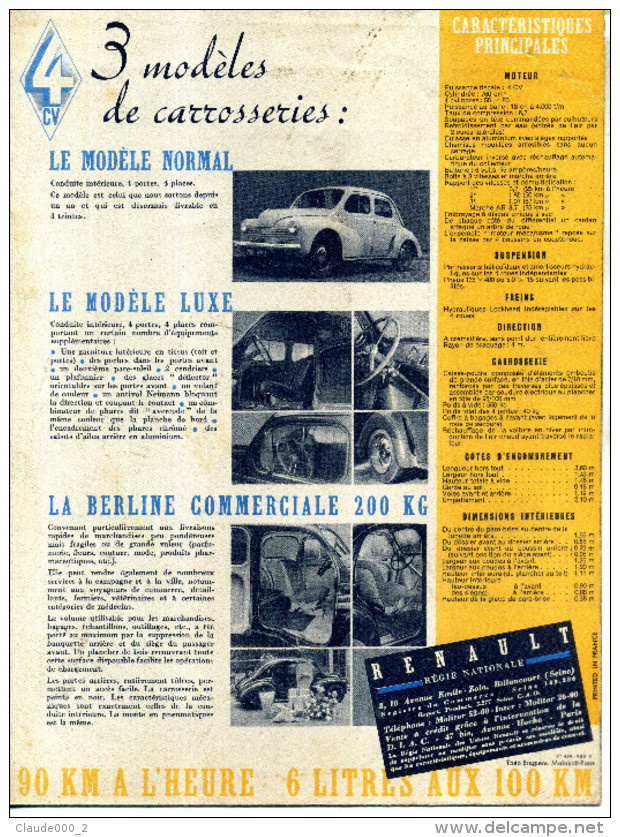 Dépliant Publicitaire " Demandez A Faire Un Essai De La 4 CV RENAULT " - Publicités