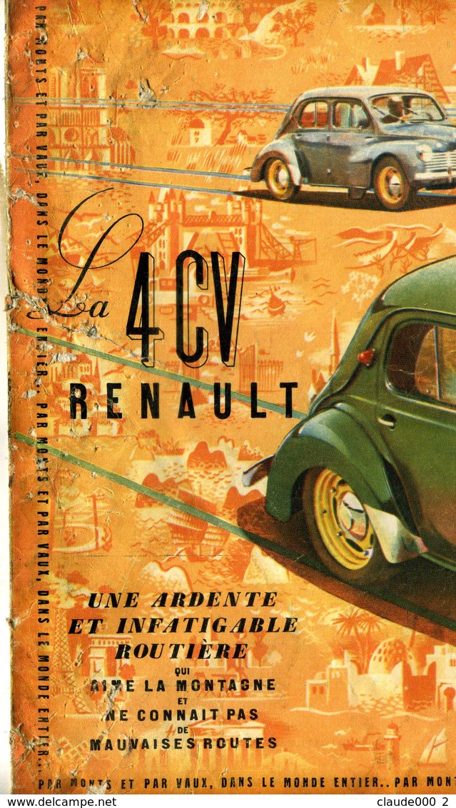 Dépliant publicitaire " La 4 CV RENAULT par Monts et par Vaux dans le Monde Entier "