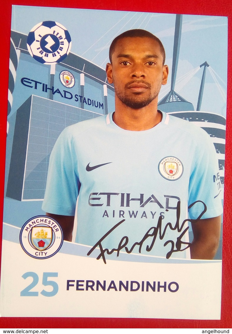 Manchester City   Fernandinho   Signed Card - Autographes