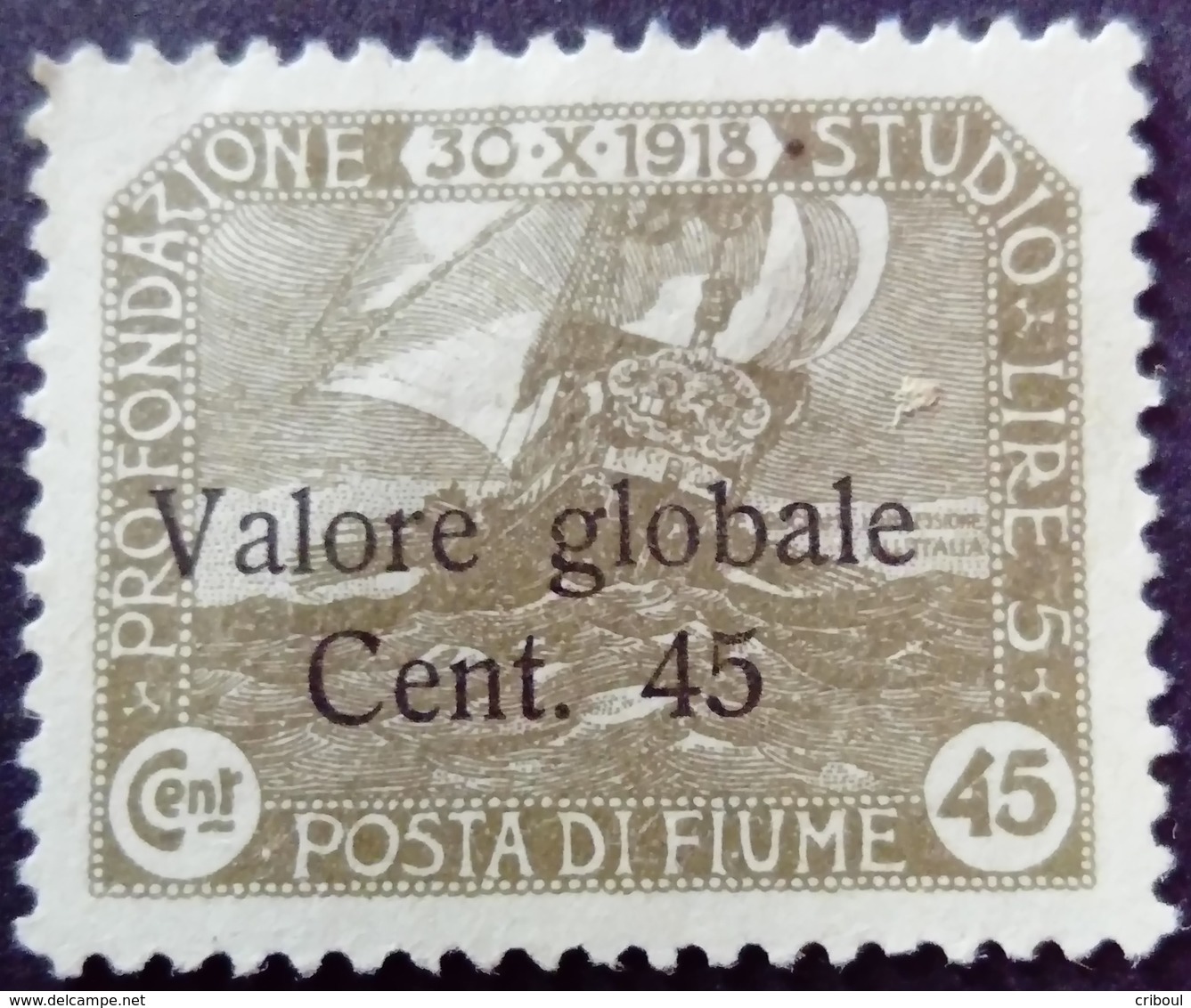 Fiume Occupation Italie Italy Italia Surchargé Overprinted Soprastampati 1919 Bateau Boat Barca Yvert 75 O Used Usato - Fiume