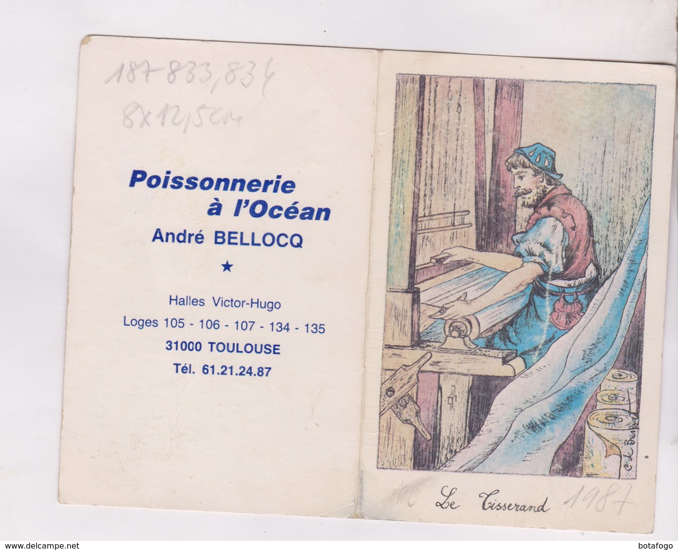 PETIT CALENDRIER  1987 POISSONNERIE A L OCEAN ANDRE BELLOCQ - Petit Format : 1941-60