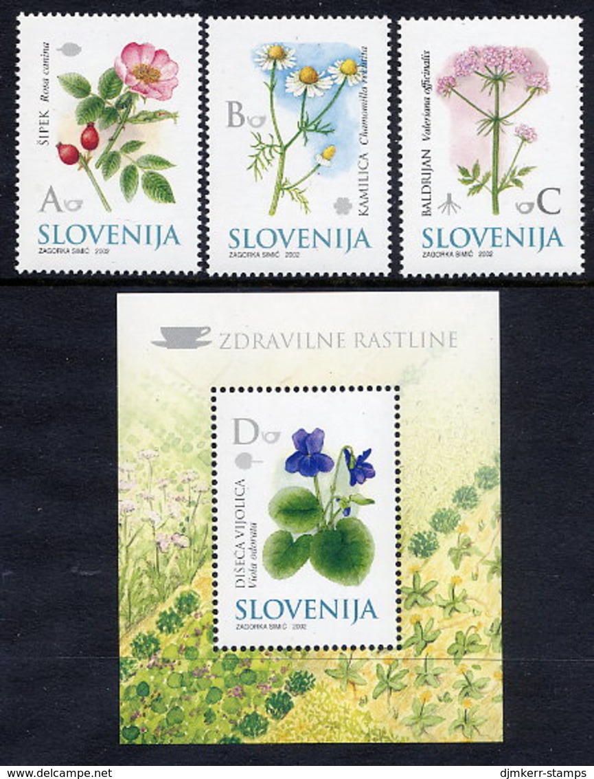 SLOVENIA 2002 Medicinal Plants Stamps And Block MNH / **.  Michel 396-98, Block 14 - Slowenien