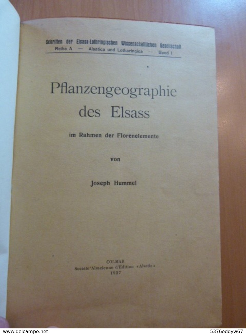 Hummel J. Pflanzengeographie Des Elsass. Botanique. Alsace. Flore - 1901-1940