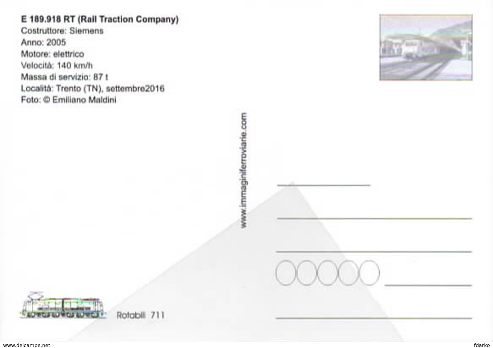 711 E.189.918 RT Stazione Di Trento Rairoad Treain Railweys Treni Rotabili - Stazioni Con Treni