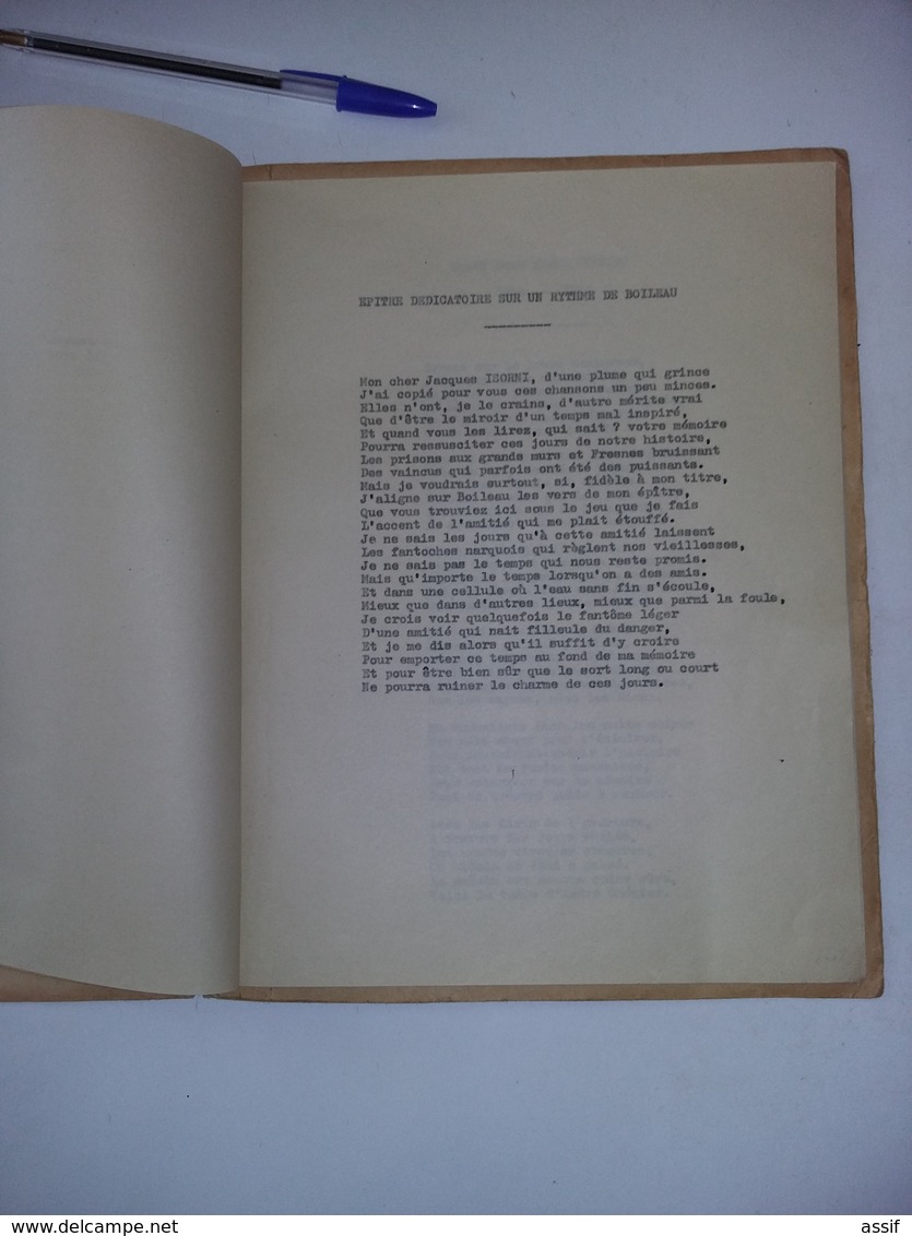 ROBERT BRASILLACH  Tirage Ronéoté Sans Date 26 Poèmes ( Epitre Dédicatoire à Jacques Isorni  ..à .. " La Mort En Face " - French Authors