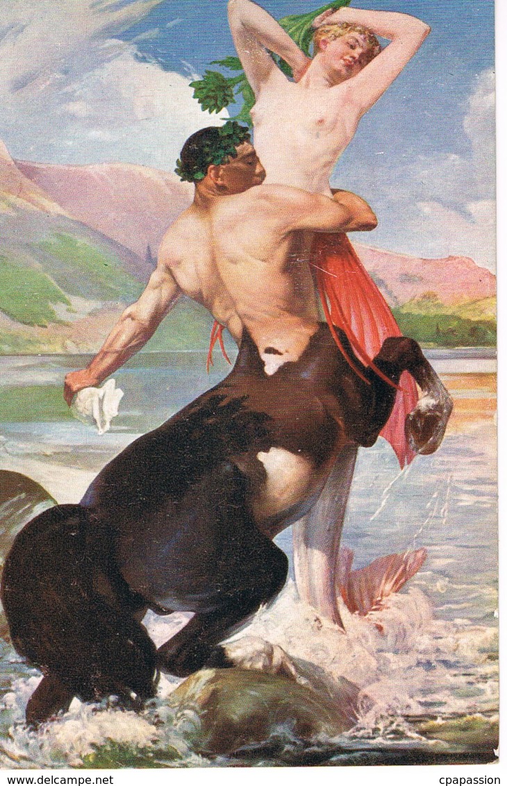 A.P LUPIAC - 1873- 1956 -- Pinxit -Centaure Et Sirène- Centaur And Sea-maid-Recto Verso- Paypal Free - Peintures & Tableaux