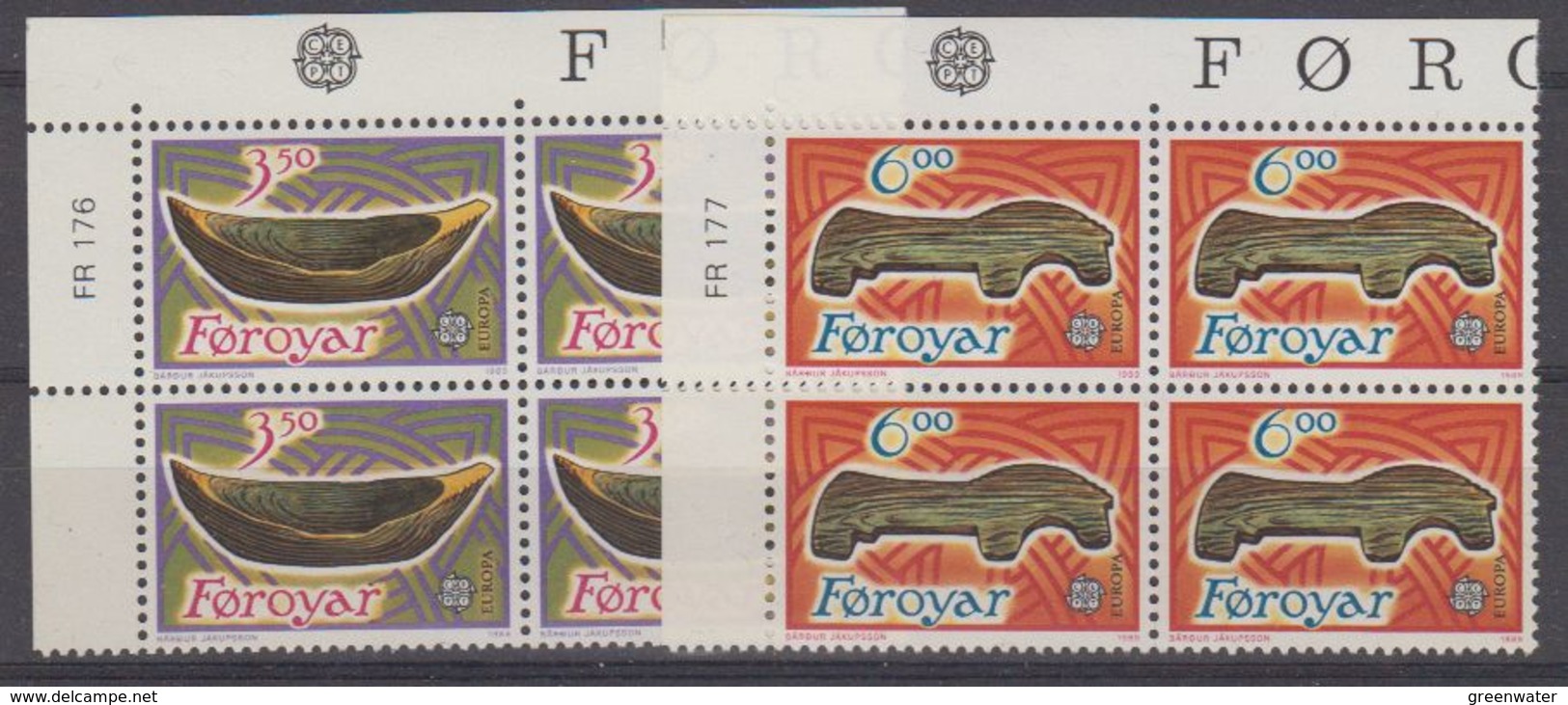 Europa Cept 1989 Faroe Islands 2v Bl Of 4 (corner) ** Mnh (42617) - 1989