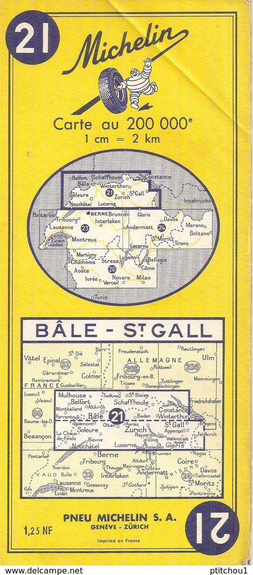 Carte Michelin N° 21 Bâle - ST GALL - Cartes Routières