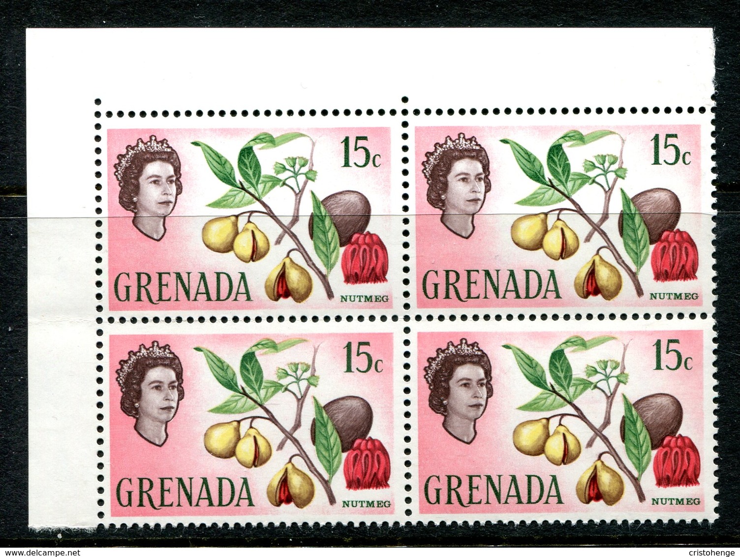 Grenada 1966 Pictorial Definitive - 15c Nutmeg Block Of 4 MNH (SG 239) - Grenada (...-1974)