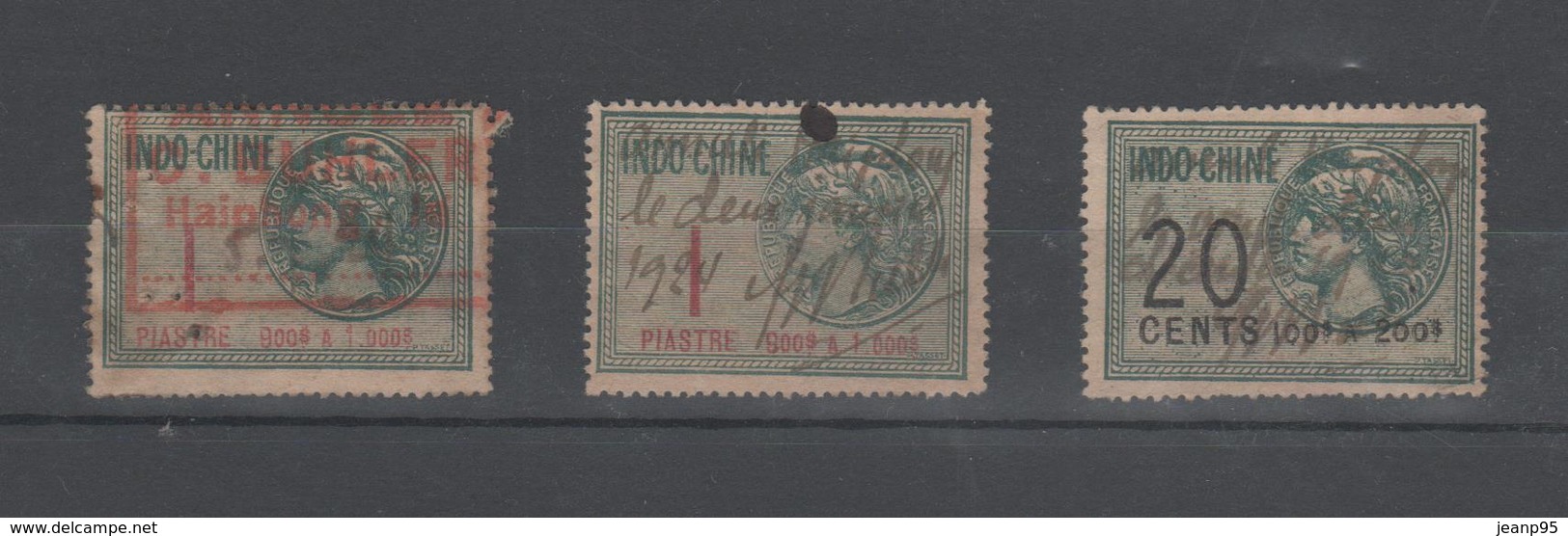 3 Timbres Fiscaux Indochine 1921 : - Otros - Asia