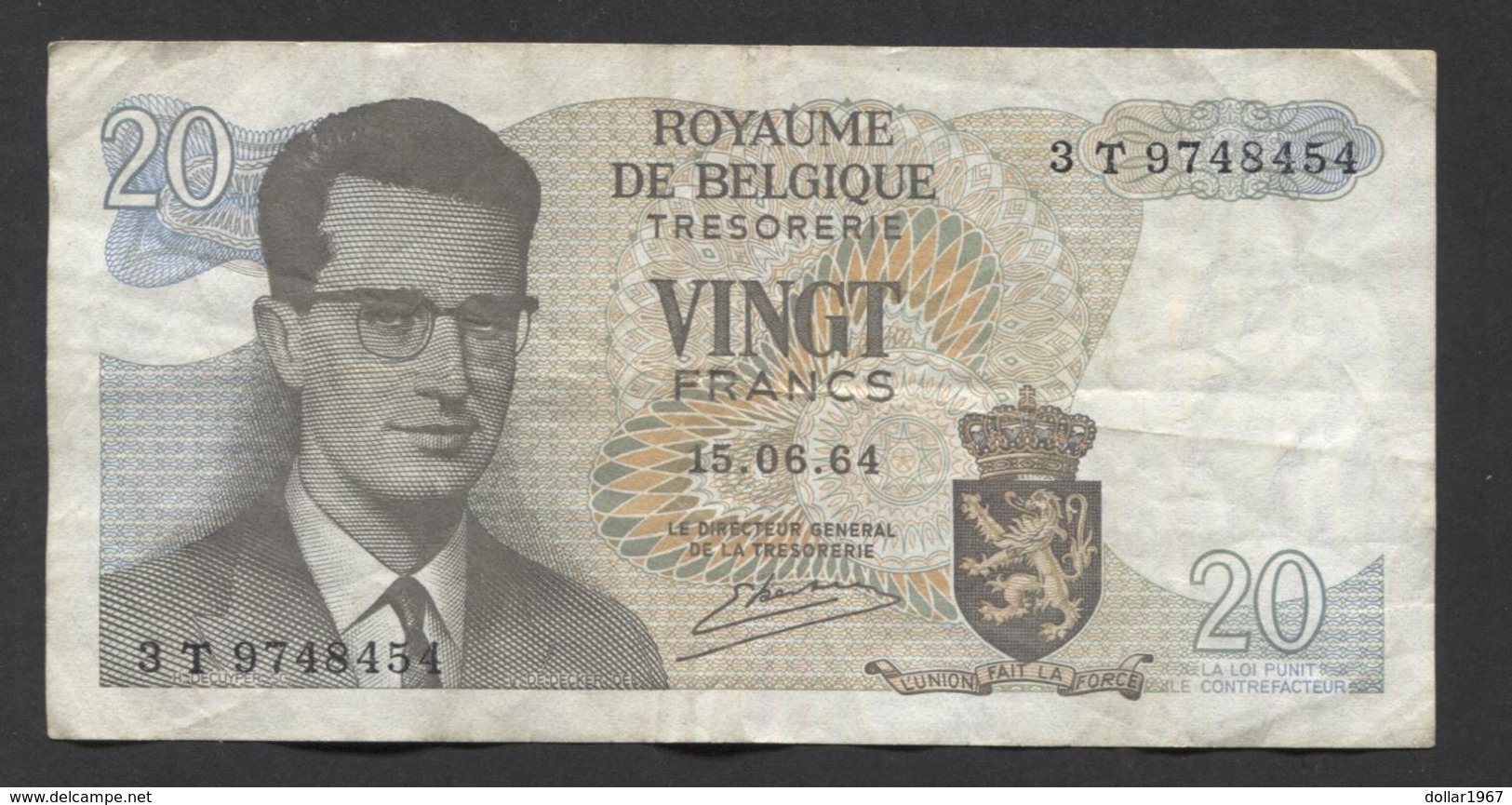 België Belgique Belgium 15 06 1964 -  20 Francs Atomium Baudouin. 3 T 9748454 - 20 Franchi