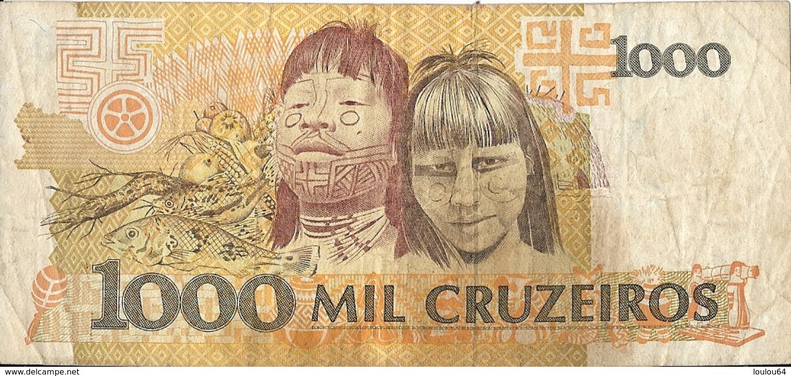 Billets - Brésil - 1000 Cruzeiros - Usagé - - Brazil