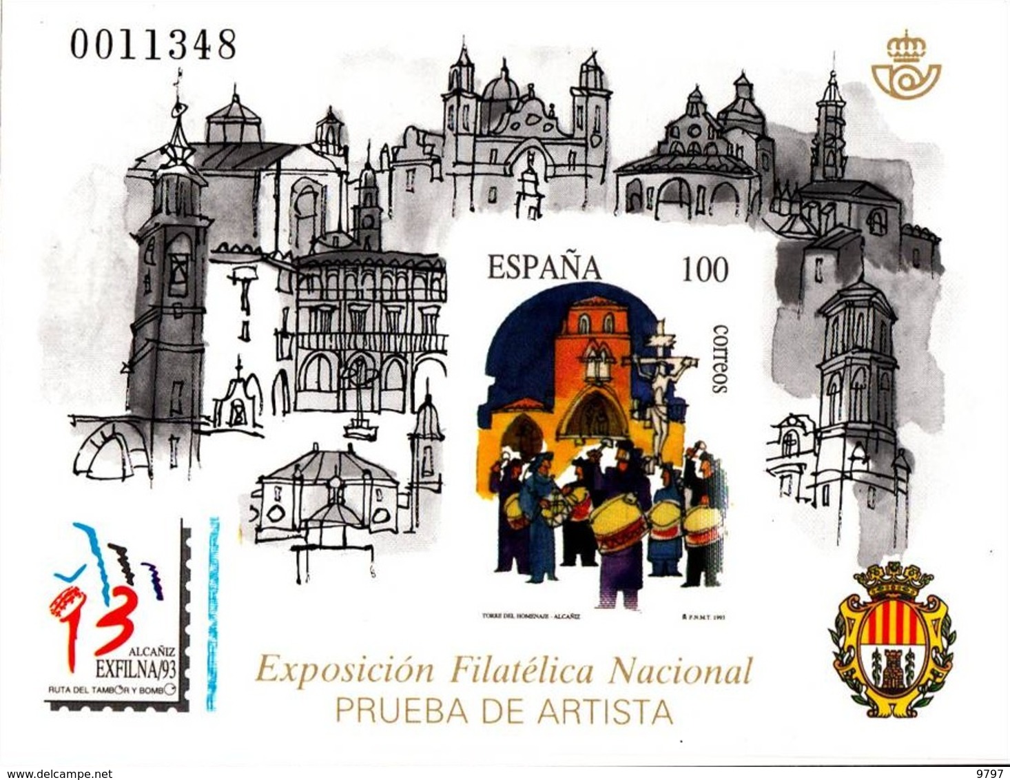 PRUEBA OFICIAL Nº 29 (EDIFIL) EXPOSICION FILATELICA NACIONAL ALCAÑIZ'93 - OFERTA POR LIQUIDACION - Hojas Conmemorativas