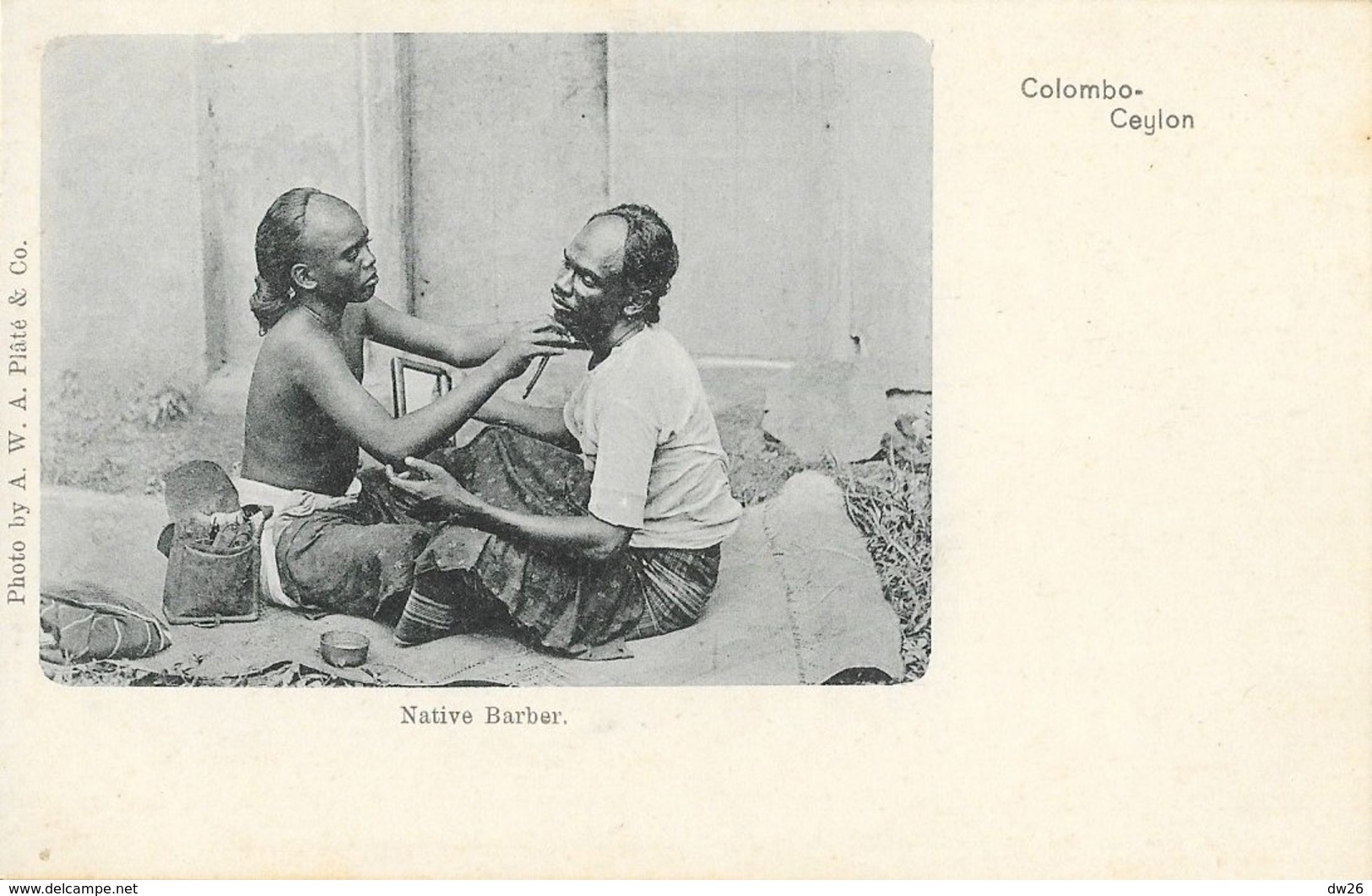 Colombo (Ceylan, Sri Lanka) - Native Barber (barbier Indigène) Photo By A.W.A. Plâté & Co. - Carte Non Circulée - Asien