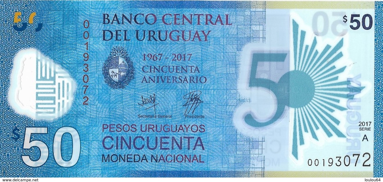 Uruguay - 50 Pesos 2017 - Série A - N° 00193072 - Neuf Avec Légère Pliure - - Uruguay