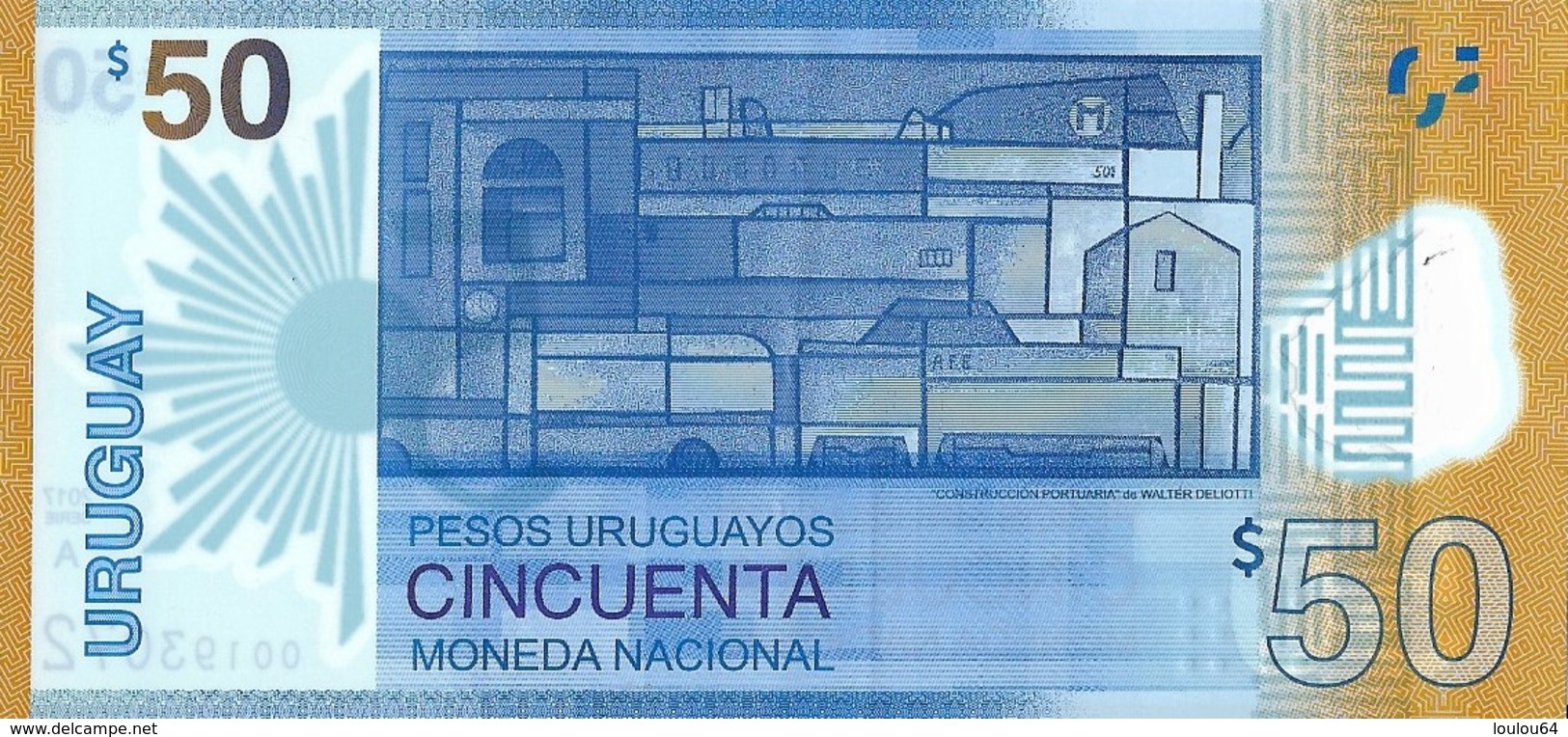 Uruguay - 50 Pesos 2017 - Série A - N° 00193072 - Neuf Avec Légère Pliure - - Uruguay