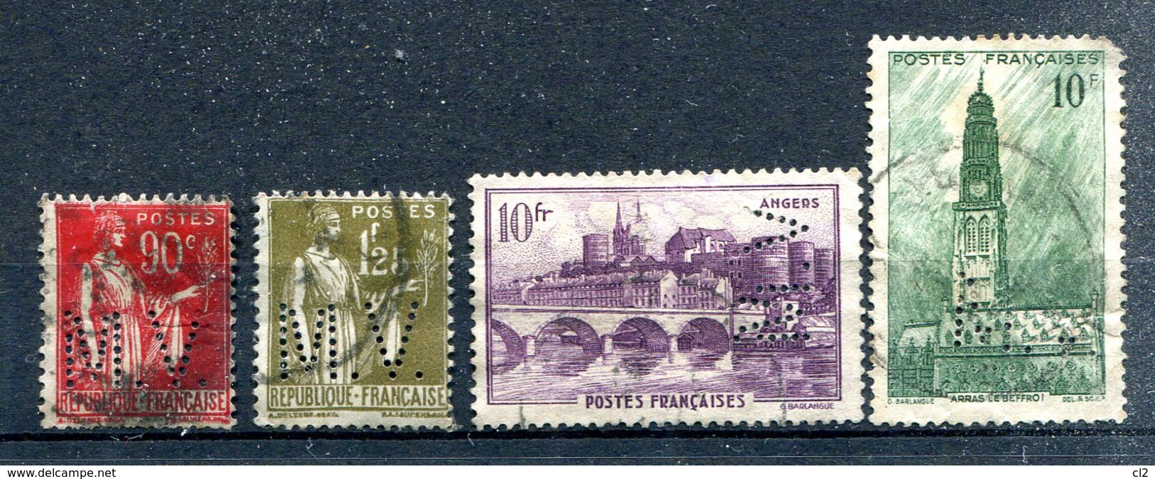 FRANCE - Y&T 285, 287, 500 Et 567 Perforés M.V. (Magasins Maurice VERTS à Bordeaux) - Other & Unclassified