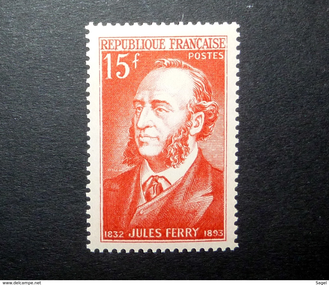 FRANCE 1951 N°880 ** (JULES FERRY. 15F VERMILLON) - Unused Stamps