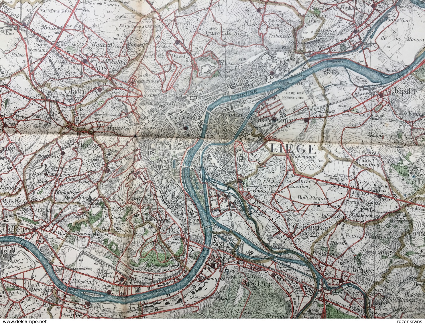 Topografische En Militaire Kaart STAFKAART 1906 Liege Verviers Embourg Herve Alleur Tilleur Jemeppe Ans Herstal - Topographische Karten