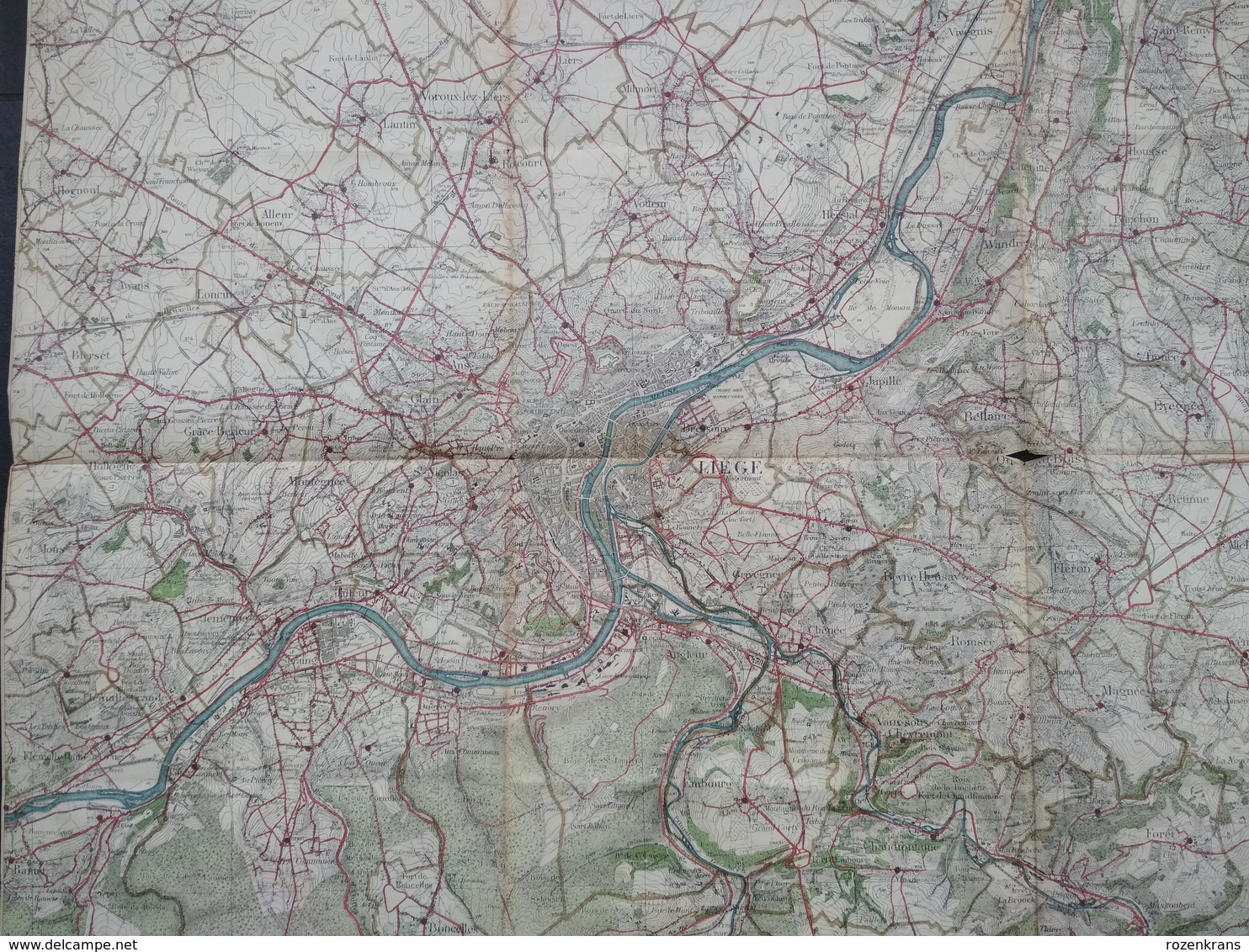 Topografische En Militaire Kaart STAFKAART 1906 Liege Verviers Embourg Herve Alleur Tilleur Jemeppe Ans Herstal - Topographische Karten