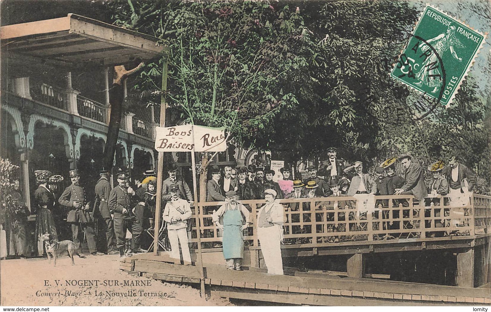 94 Nogent Sur Marne Convert Plage La Nouvelle Terrasse Cpa Carte Animée Colorisée - Nogent Sur Marne