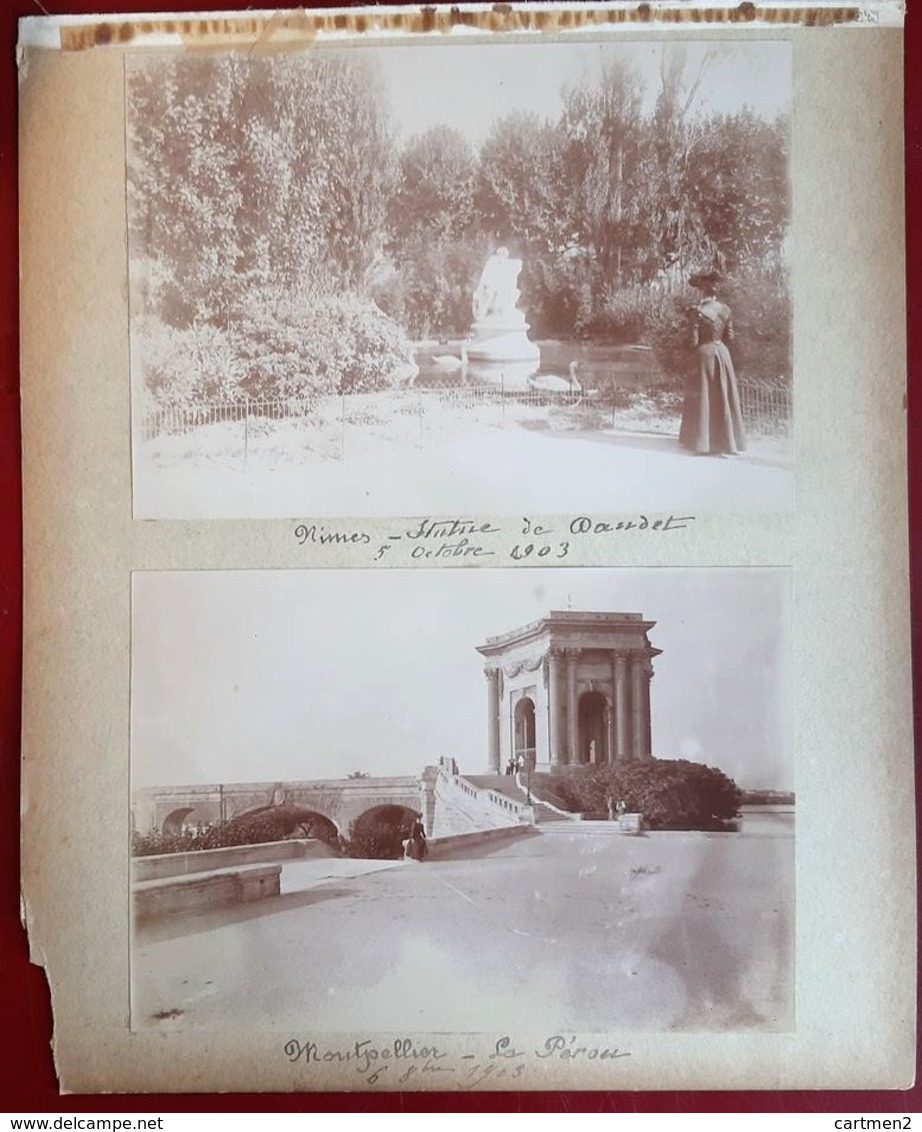 GAVARNIE LE CHAO NIMES STATUE DE DAUDET MONTPELLIER LE PEROU 4 PHOTOGRAPHIES ANCIENNES 1903 - Nîmes