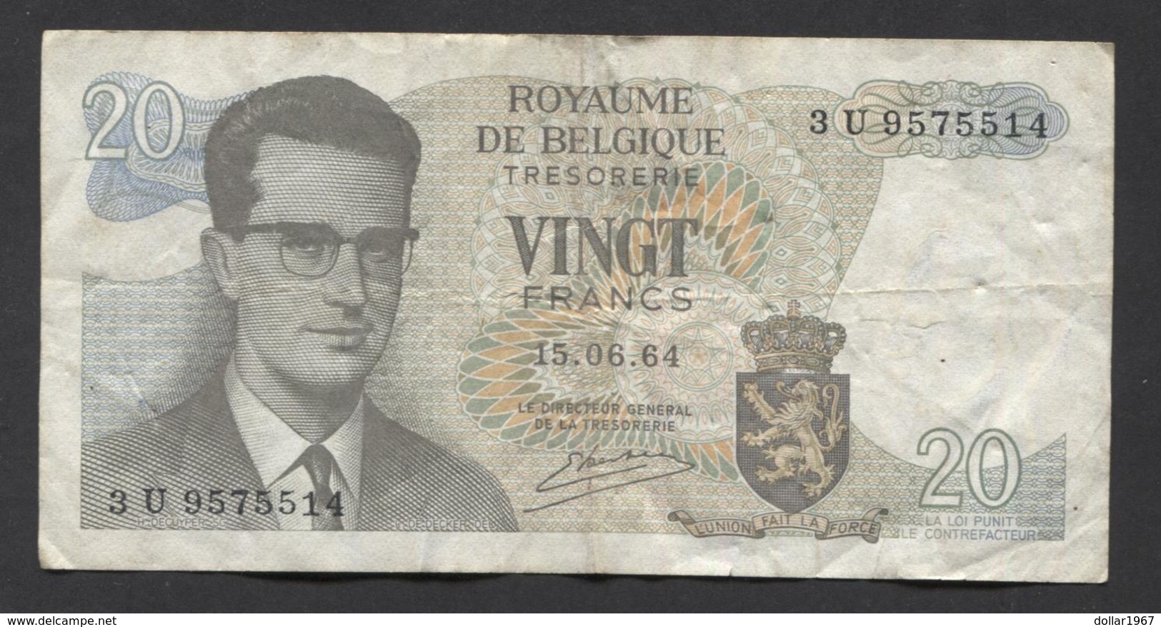 België Belgique Belgium 15 06 1964 -  20 Francs Atomium Baudouin. 3 U 9575514 - 20 Francos