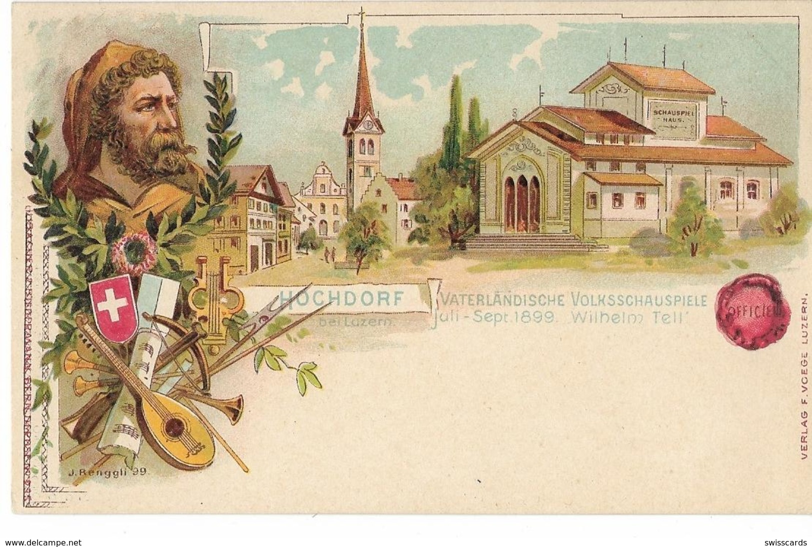 HOCHDORF: Vaterländische Volksschauspiele, Litho 1899 - Hochdorf