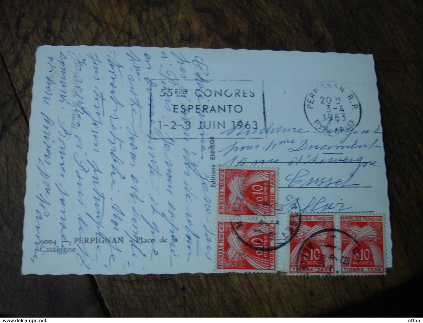 Lettre Taxee 4 Timbre Gerbe Gerbes 0.10  Sur Lettre - 1859-1959 Lettres & Documents