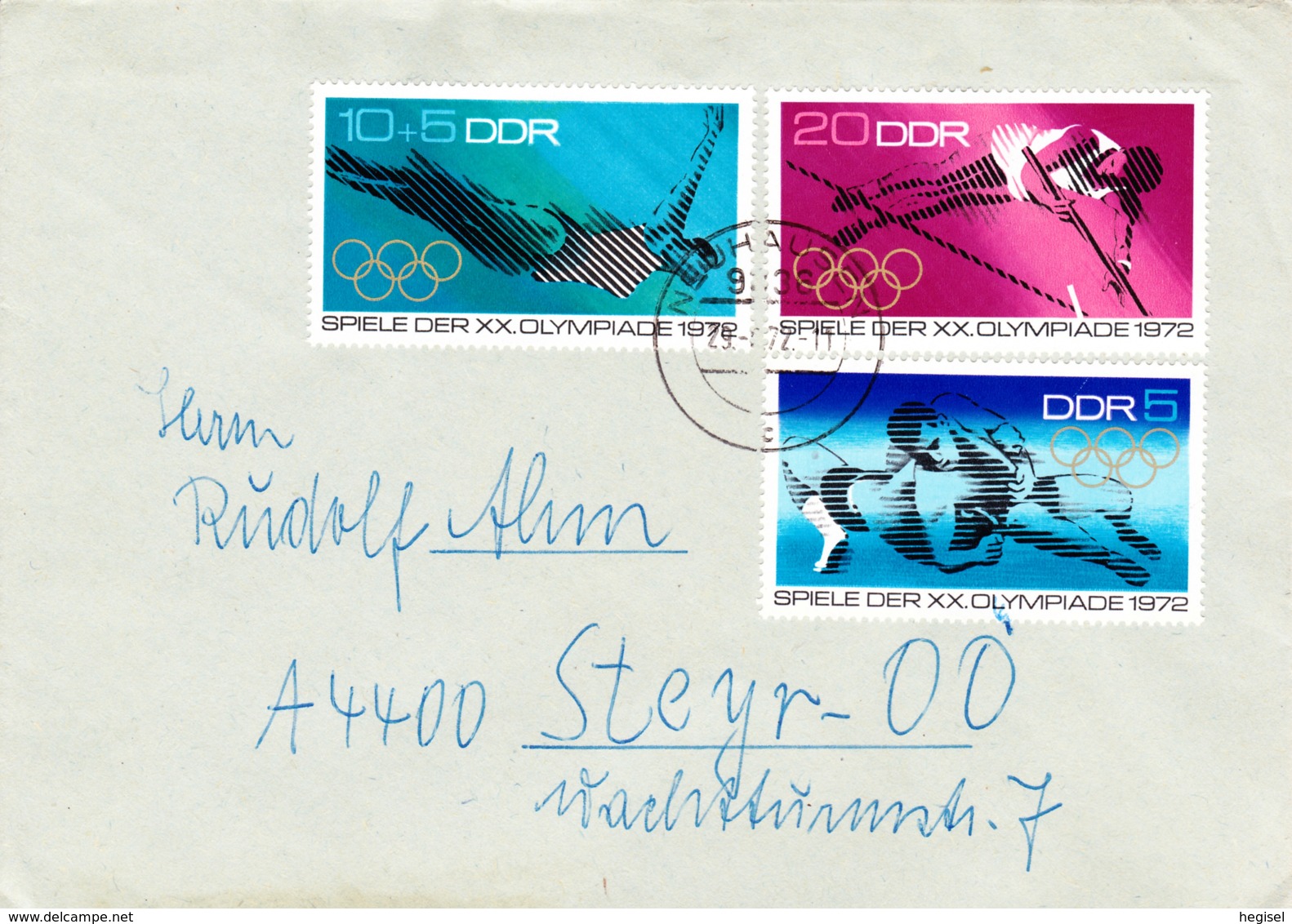 1972, DDR, "20. Olympische Sommerspiele In München 1972", 2 Kuverts, Kompletter Satz, Echt Gelaufen - Enveloppes Privées - Oblitérées