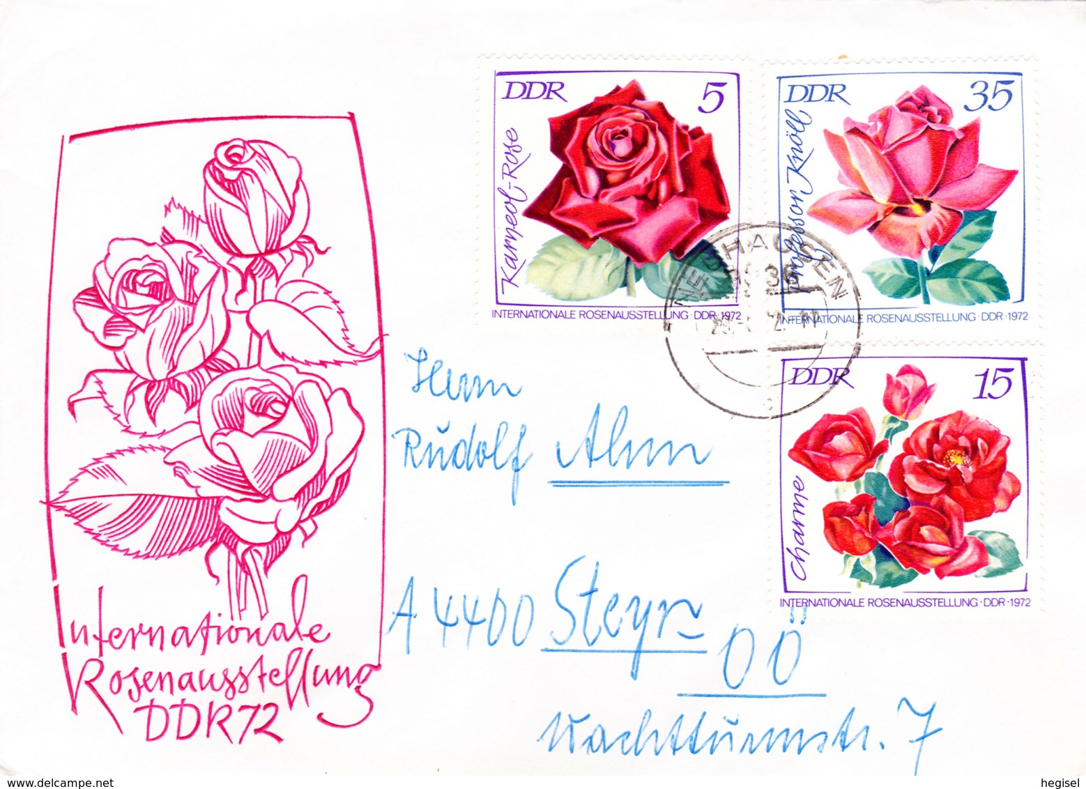 1972, DDR, "Internationale Rosenausstellung 1972, Erfurt", 2 Kuverts, Kompletter Satz, Echt Gelaufen - Private Covers - Used