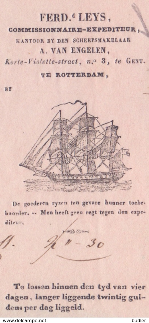 BELGIË/BELGIQUE/BELGIUM :13/02/1840: Cognossement Voor De Transport Per Zeilschip / For The Transport By Sailing Ship... - 1800 – 1899