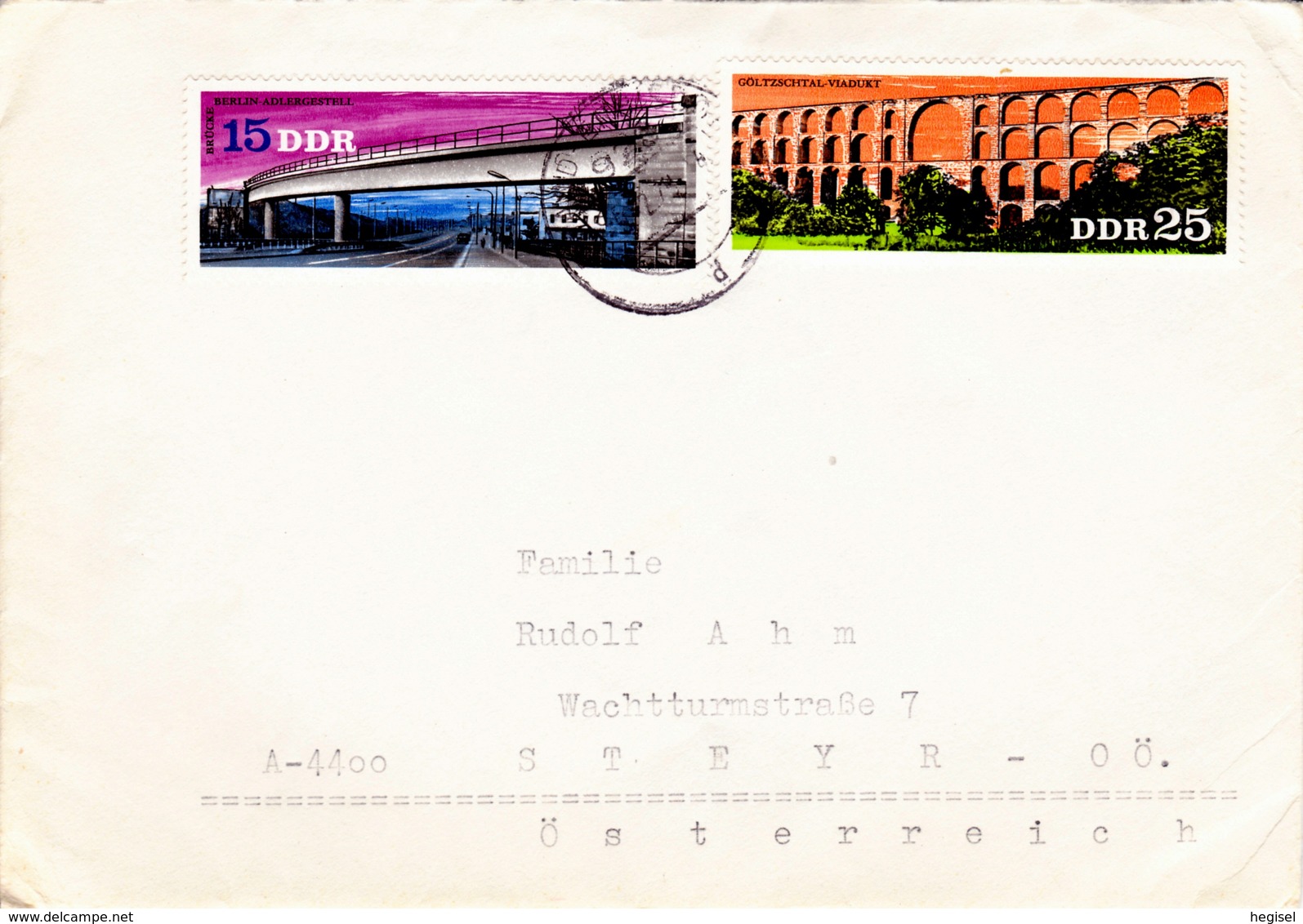 1976, DDR, "Brücken In Der DDR", Göltzschtal - Viadukt, Berlin - Adlergestell (2 Werte), Echt Gelaufen - Enveloppes Privées - Oblitérées