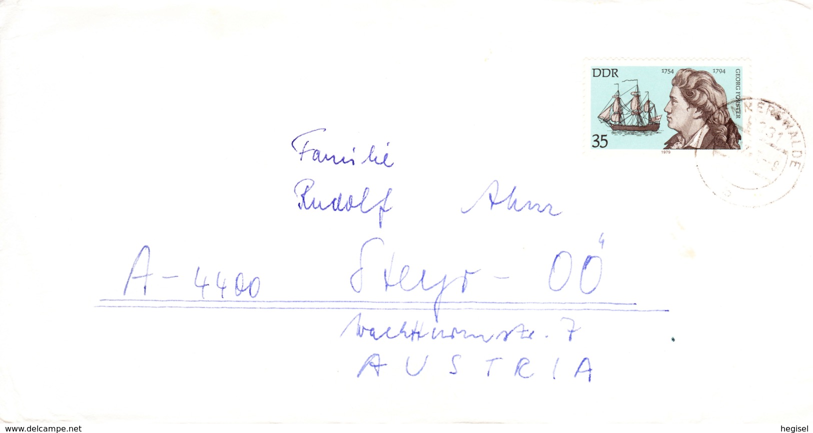 1979, DDR, "Bedeutende Persönlichkeiten - Georg  Forster," Echt Gelaufen - Privatumschläge - Gebraucht