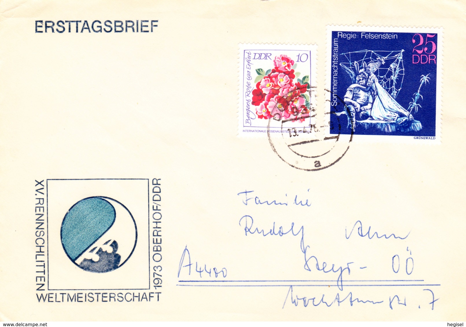 1973, DDR, "Theaterinszenierung Von W. Felsenstein" + "Internationale Rosenausstellung", Echt Gelaufen - Sobres Privados - Usados