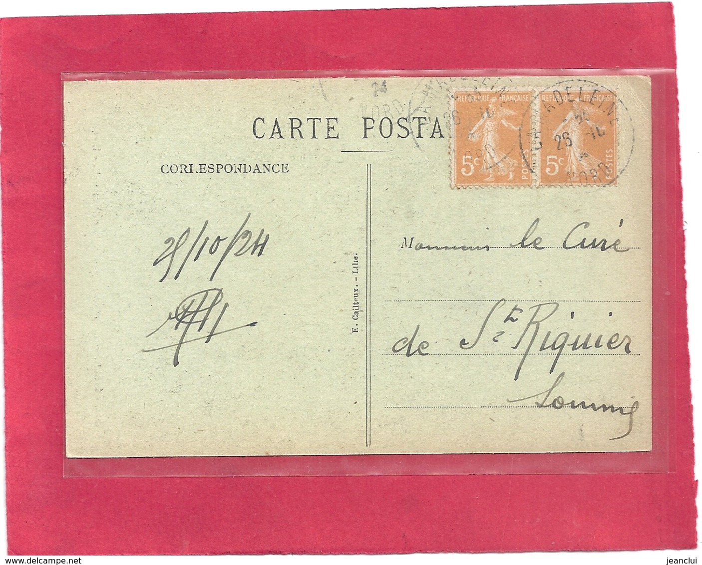 201. LILLE . EGLISE SAINT-MAURICE ( Portail Central ) CARTE AFFR AU VERSO LE 25-10-1924 . 2 SCANES - Lille