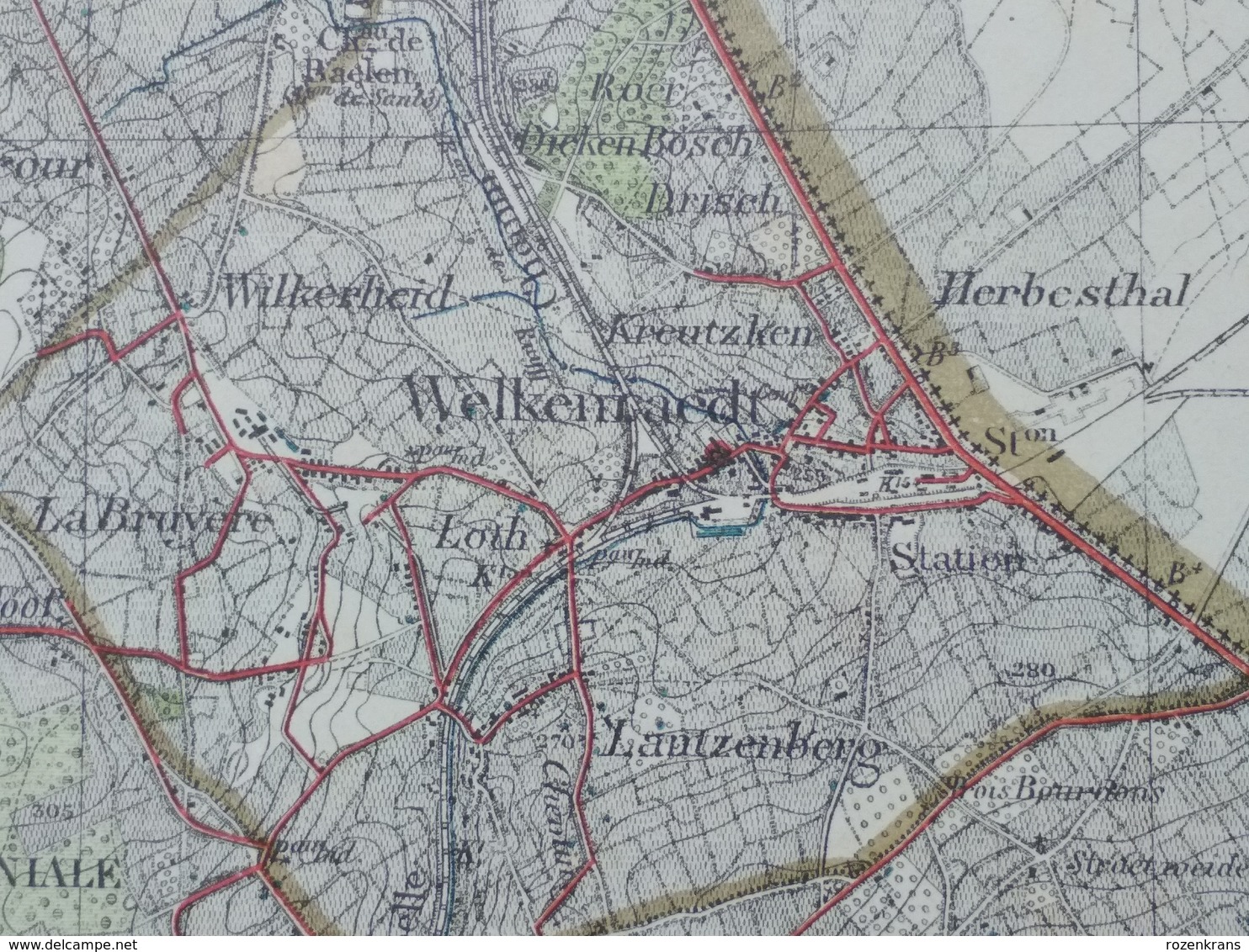 Topografische en militaire kaart STAFKAART 1906 Limbourg Hestreux Brandehaeg Eupen Jalhay Montzen Moresnet Welkenraedt