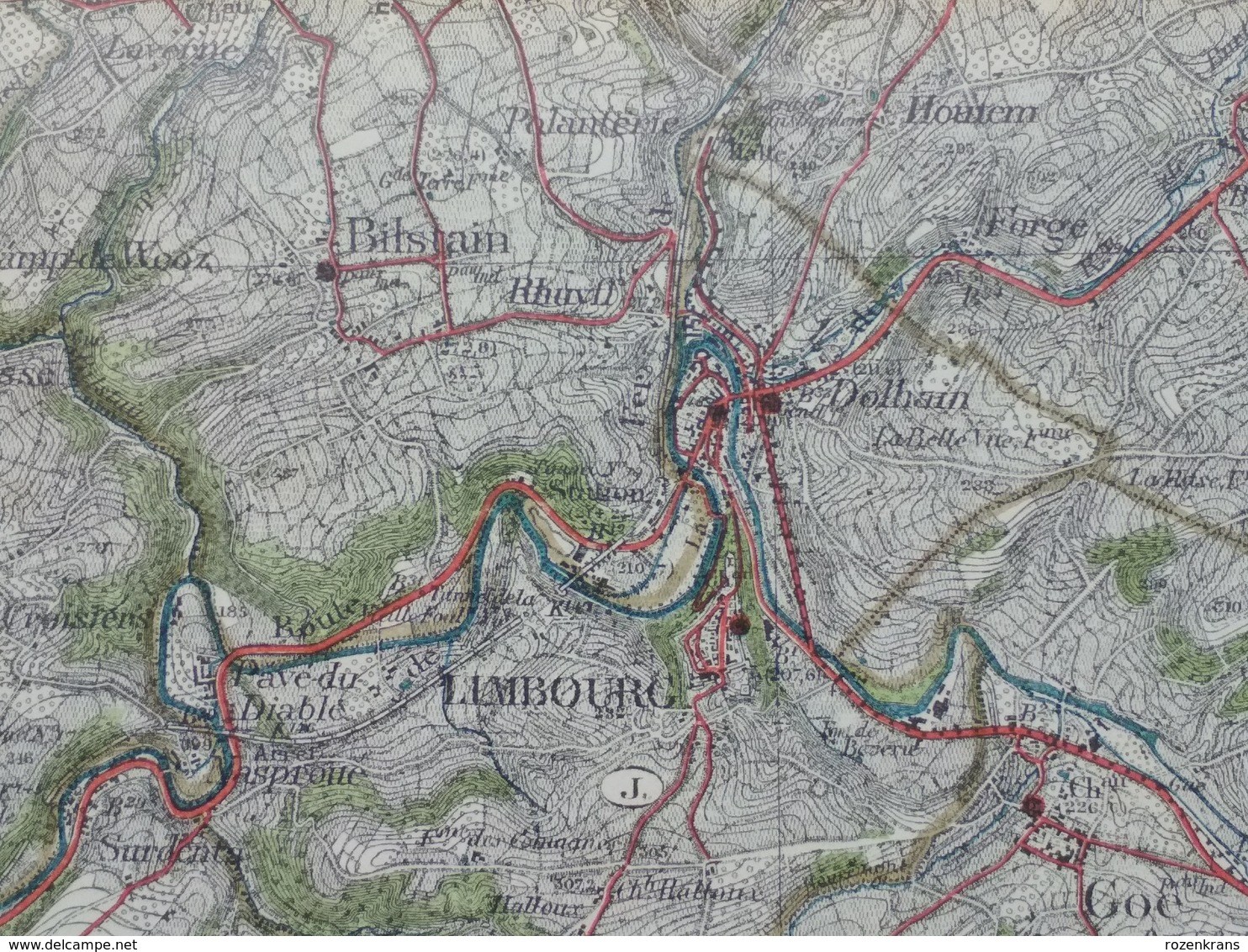 Topografische en militaire kaart STAFKAART 1906 Limbourg Hestreux Brandehaeg Eupen Jalhay Montzen Moresnet Welkenraedt