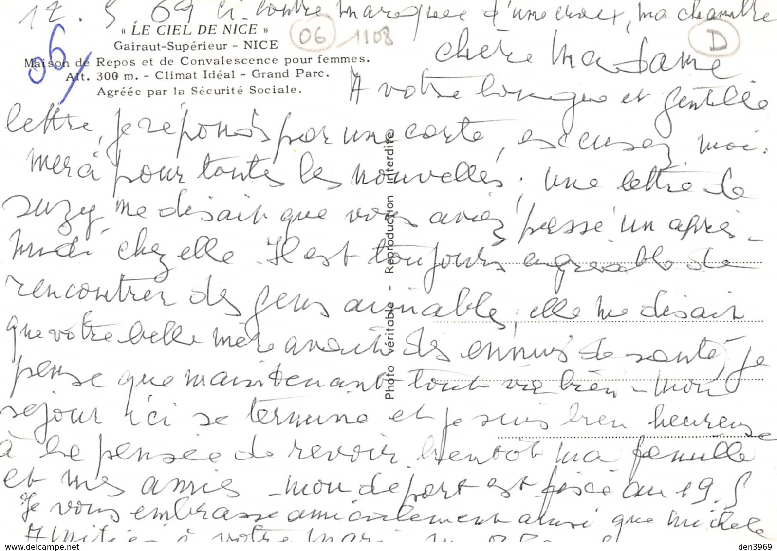 NICE - Maison De Repos Et De Convalescence Pour Femmes "le Ciel De Nice" - Gairaut-Supérieur - Santé, Hôpitaux