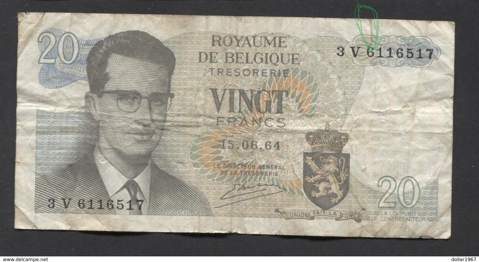 België Belgique Belgium 15 06 1964 -  20 Francs Atomium Baudouin. 3 V 6116317 - 20 Francos