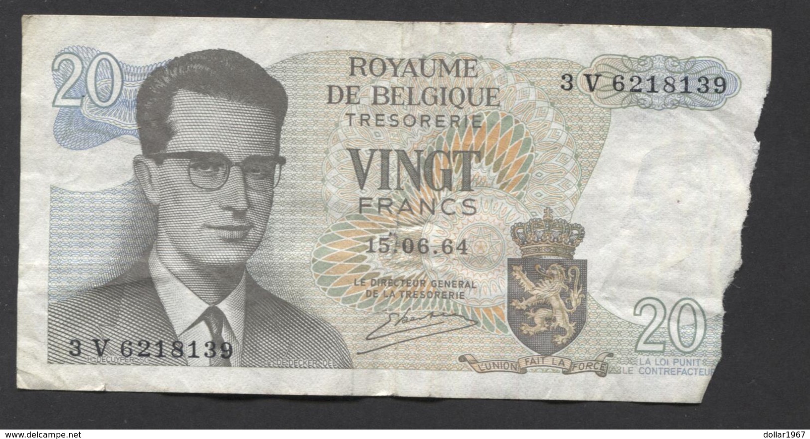 België Belgique Belgium 15 06 1964 -  20 Francs Atomium Baudouin. 3 V 6218139 - 20 Franchi