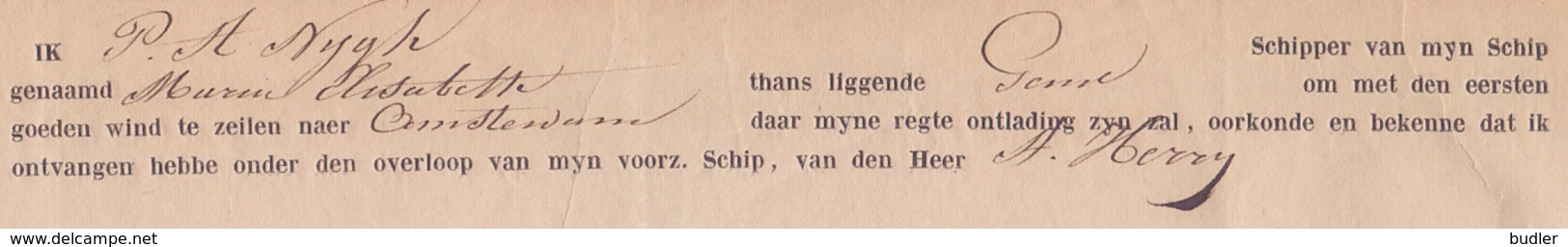 BELGIË/BELGIQUE/BELGIUM :24/08/1841: Cognossement Voor Transport Per Zeilschip / For The Transport By Sailing Ship .... - 1800 – 1899